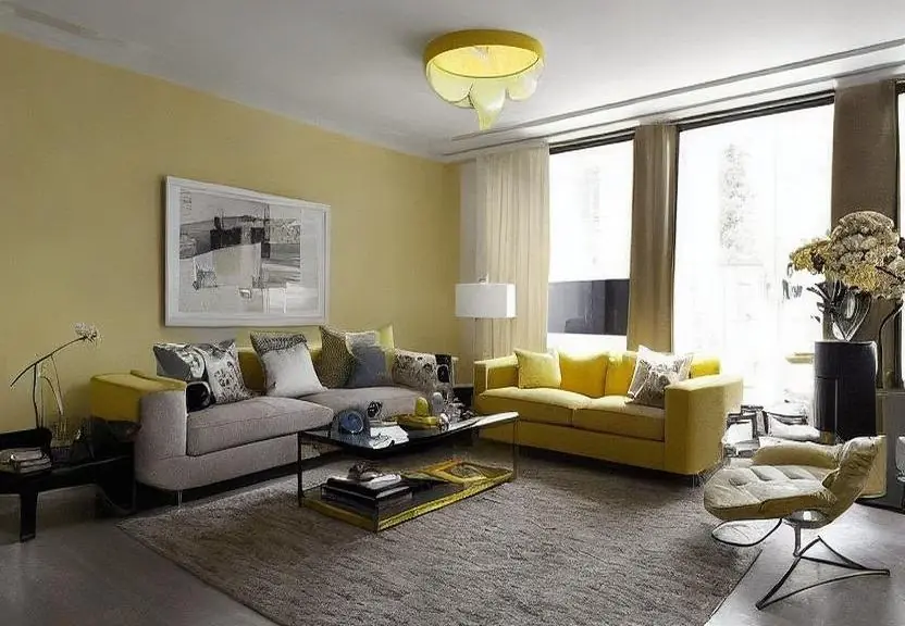 yellow modern living room