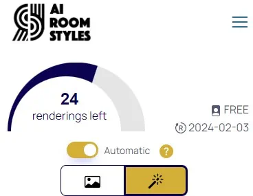 Interface mobile AI Room Styles