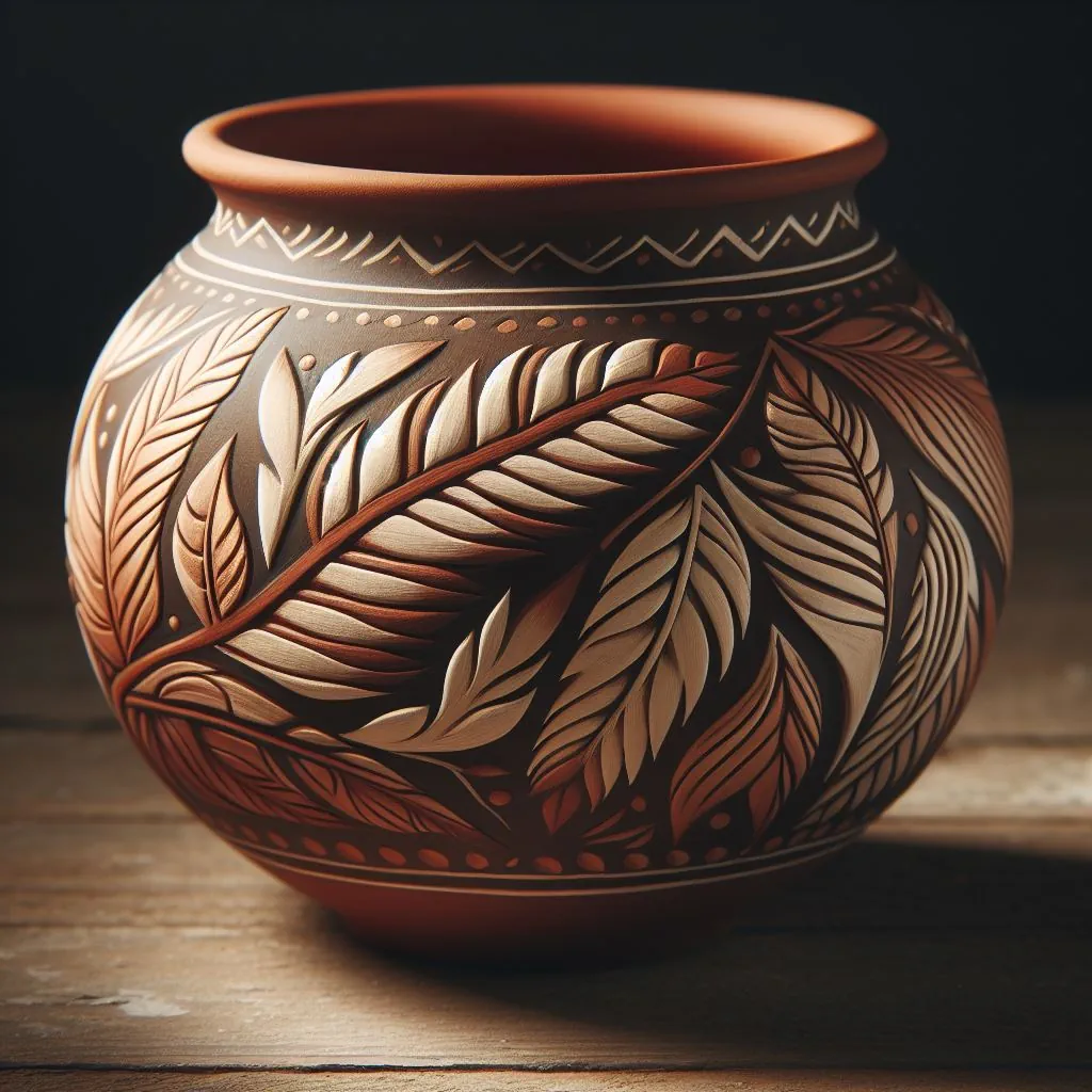 A decorated terracota pot